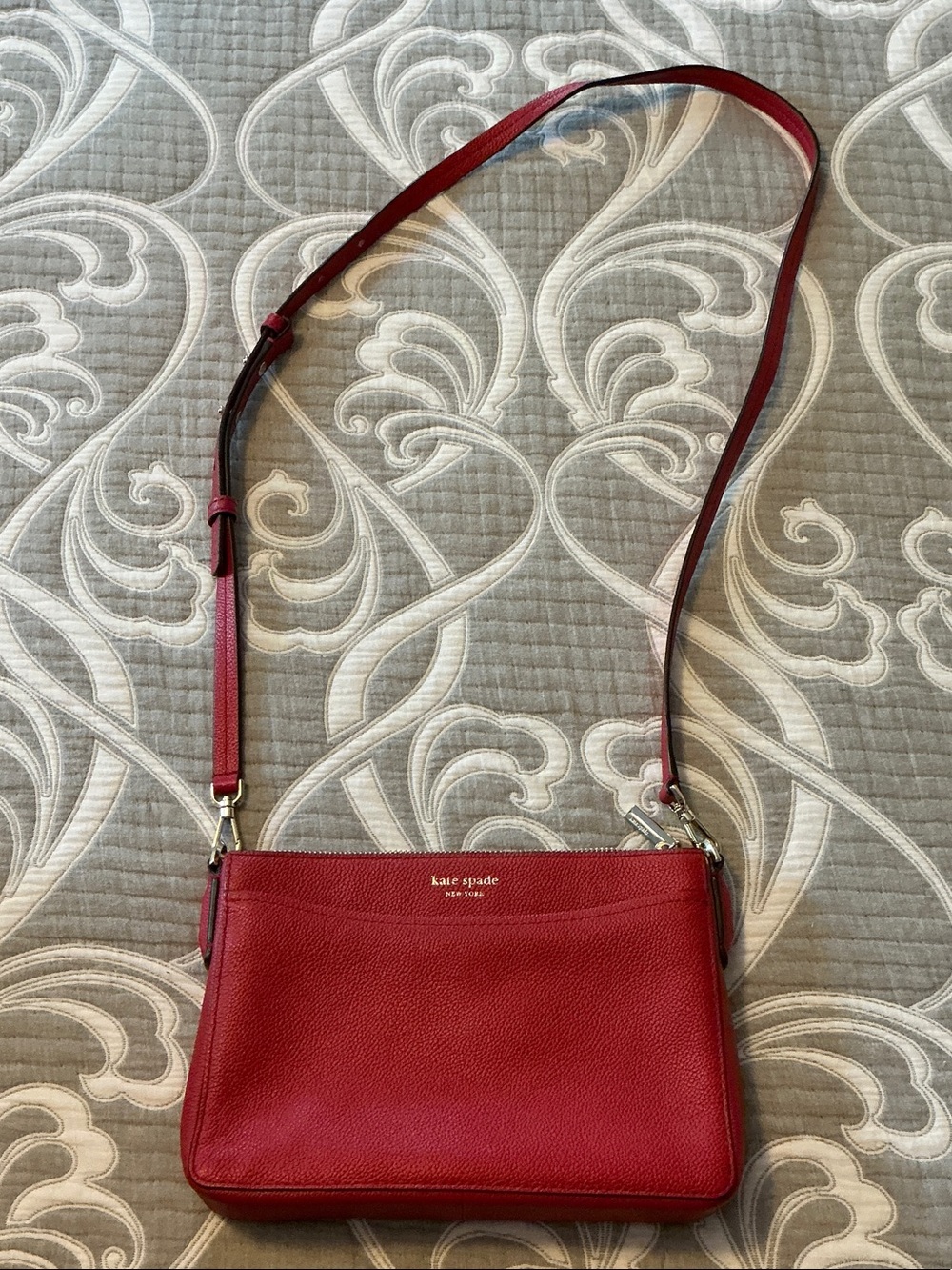 Kate Spade New York Red Pebbled Leather Crossbody Bag